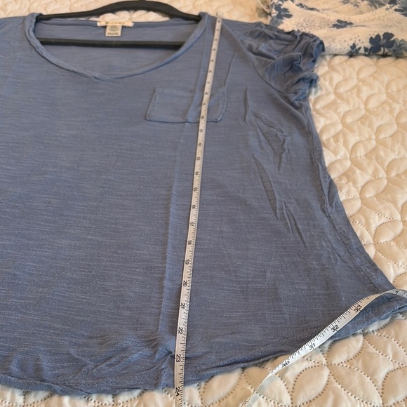 Joie Blue Floral Linen V-Neck Top and Bozzolo 100% Rayon V-Neck Top Bundle Sz L - Picture 15 of 15